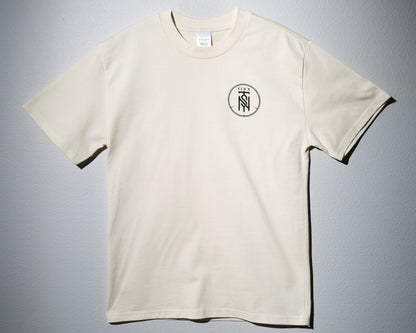 a tan heavyweight tee with the second to none monogram printed on the left chest